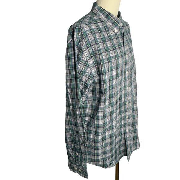 Croft & Barrow Plaid Button-Down Long Sleeve Shirt XL Easy Care Green/Blue - Picture 5 of 6